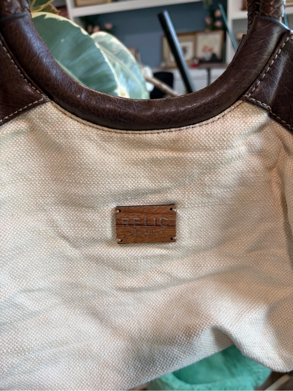 Vintage Relic Butterfly Canvas Satchel Bag Boho Embroidered Purse Tote - Picture 5 of 10